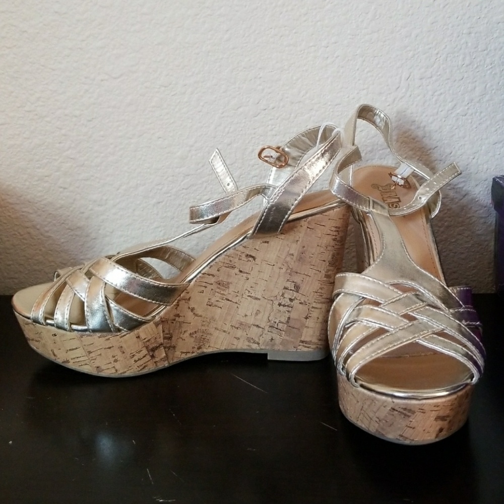 Brash gold wedges 4 inch with platform